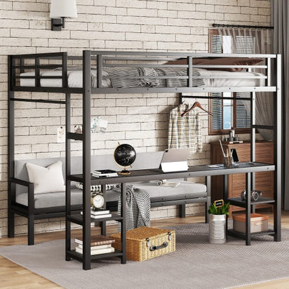 Klarna Adjustable Queen Over Twin Loft Bed With Desk