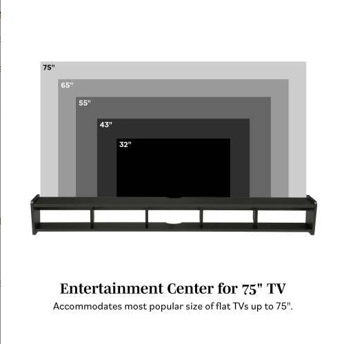 Modern Wall-Mounted Floating TV Stand Solid Black