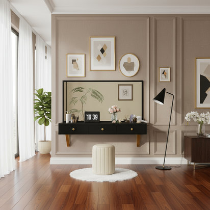 Floating dressing table in luxury living room