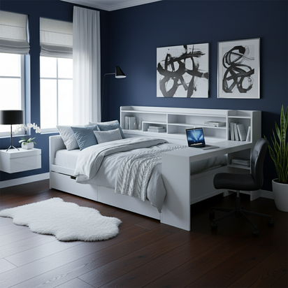 Front view with chair and laptop