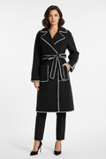 Full Body Model in Black Wrap Coat with Pants