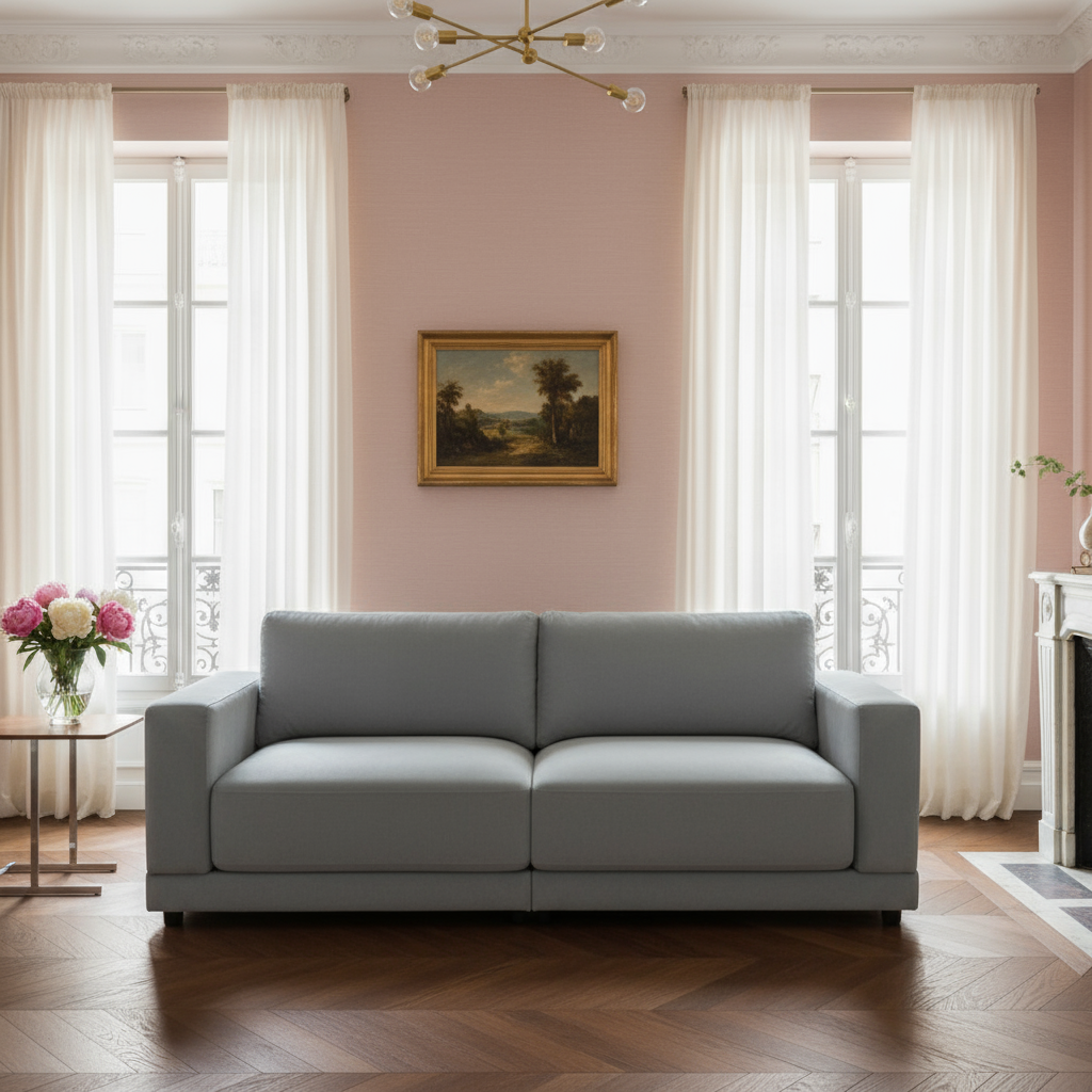 Gray-Blue Sofa Front View