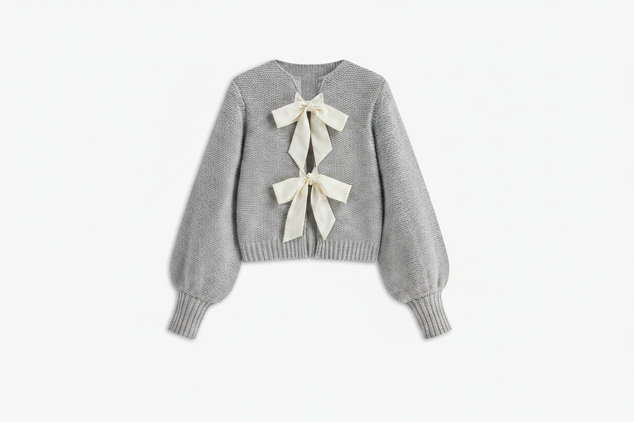 Gray bow sweater