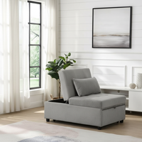 Gray ottoman - side perspective