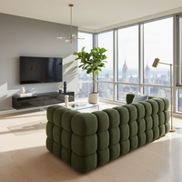 Green Sofa Facing TV