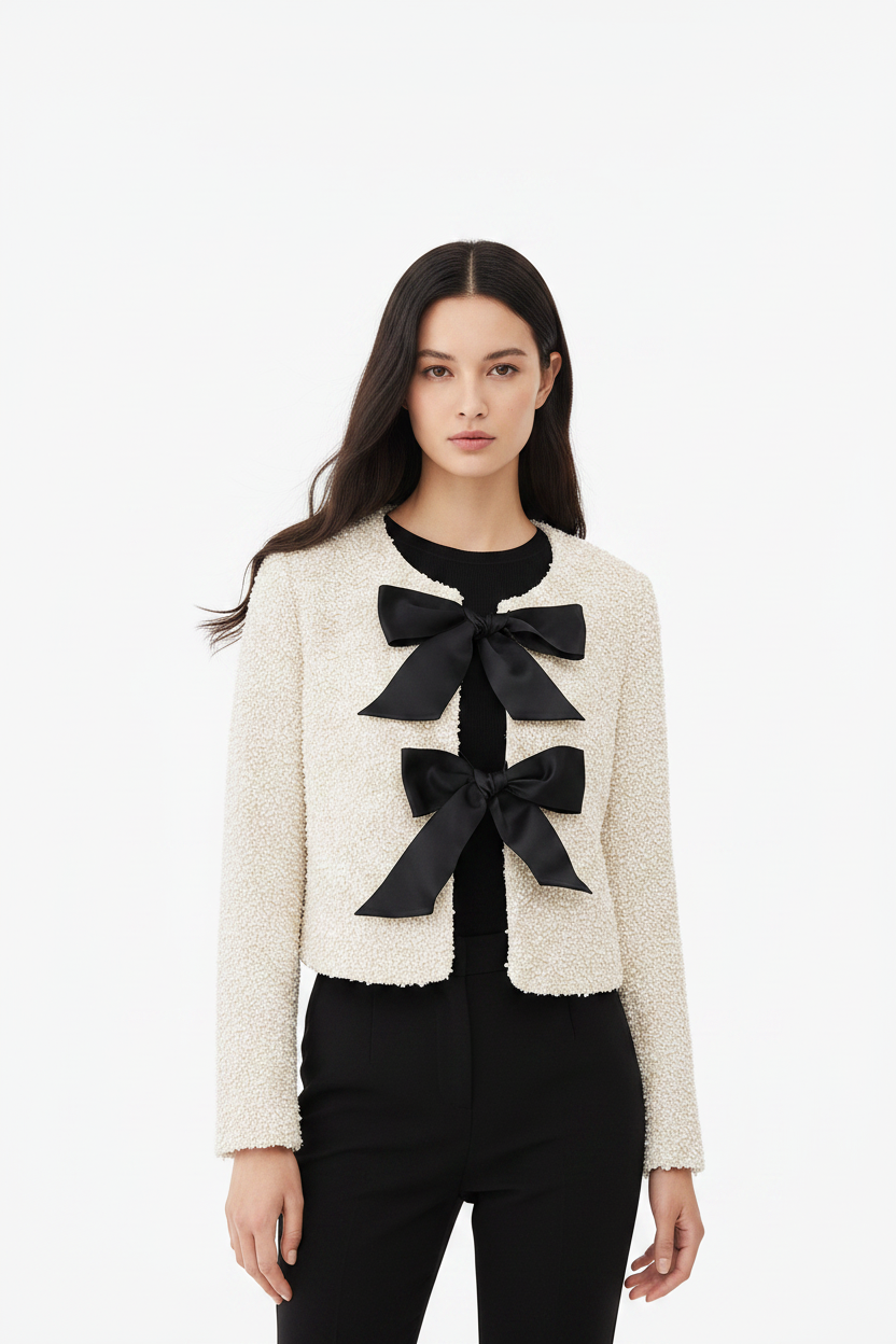Hero – Cream Boucle Bow Jacket
