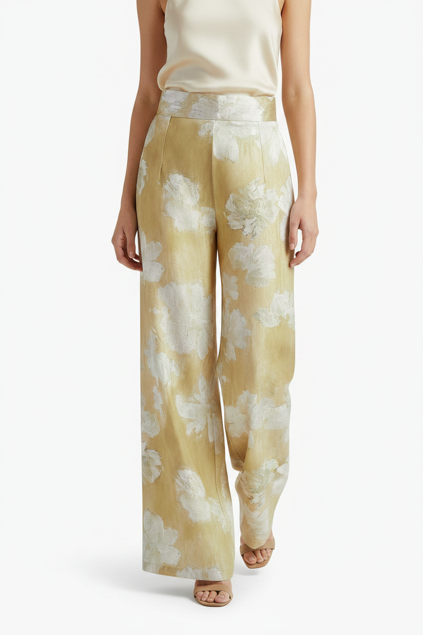 Hero – Gold Floral Wide-Leg Trousers