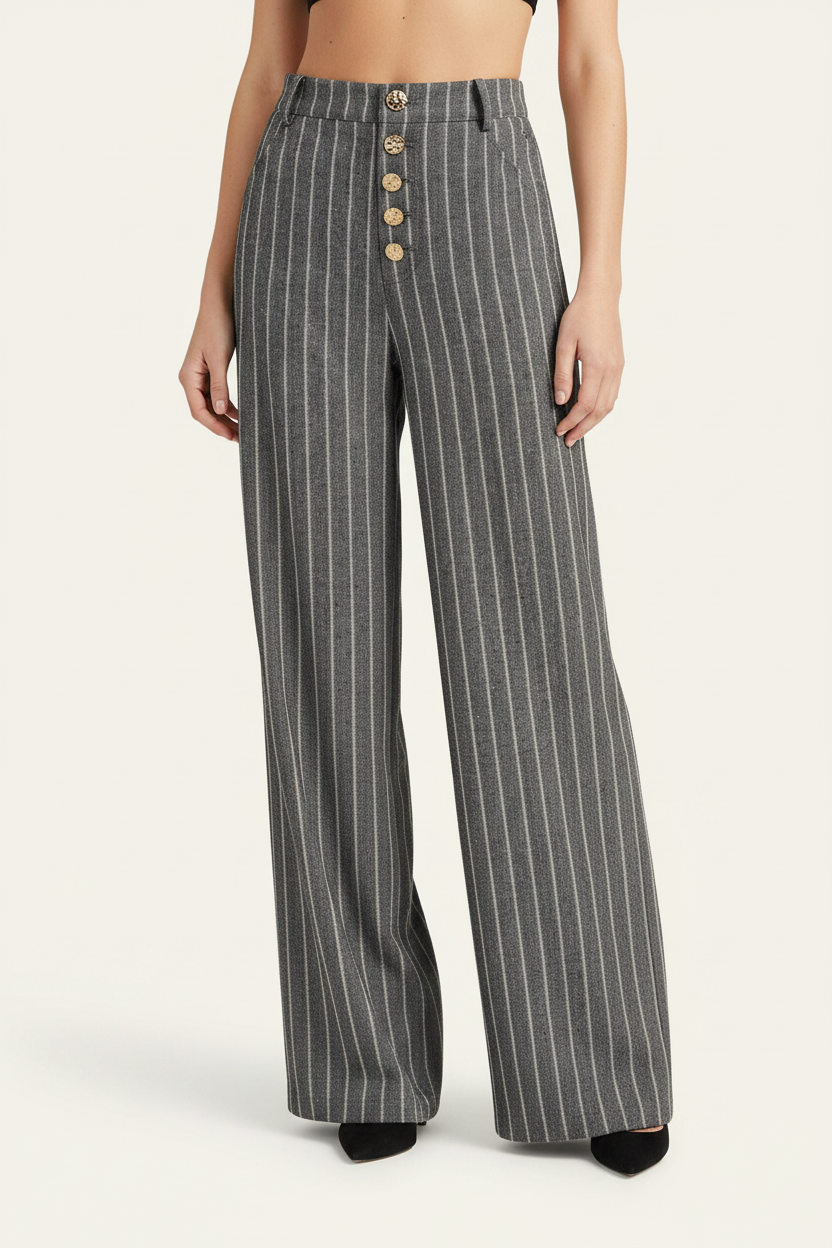 Hero – Grey Pinstripe Wide-Leg