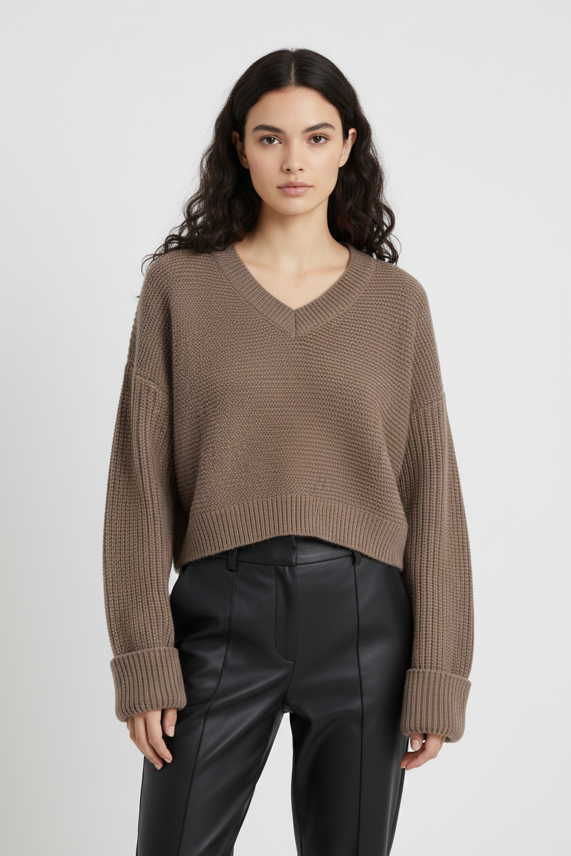Hero – Mocha V-Neck Sweater