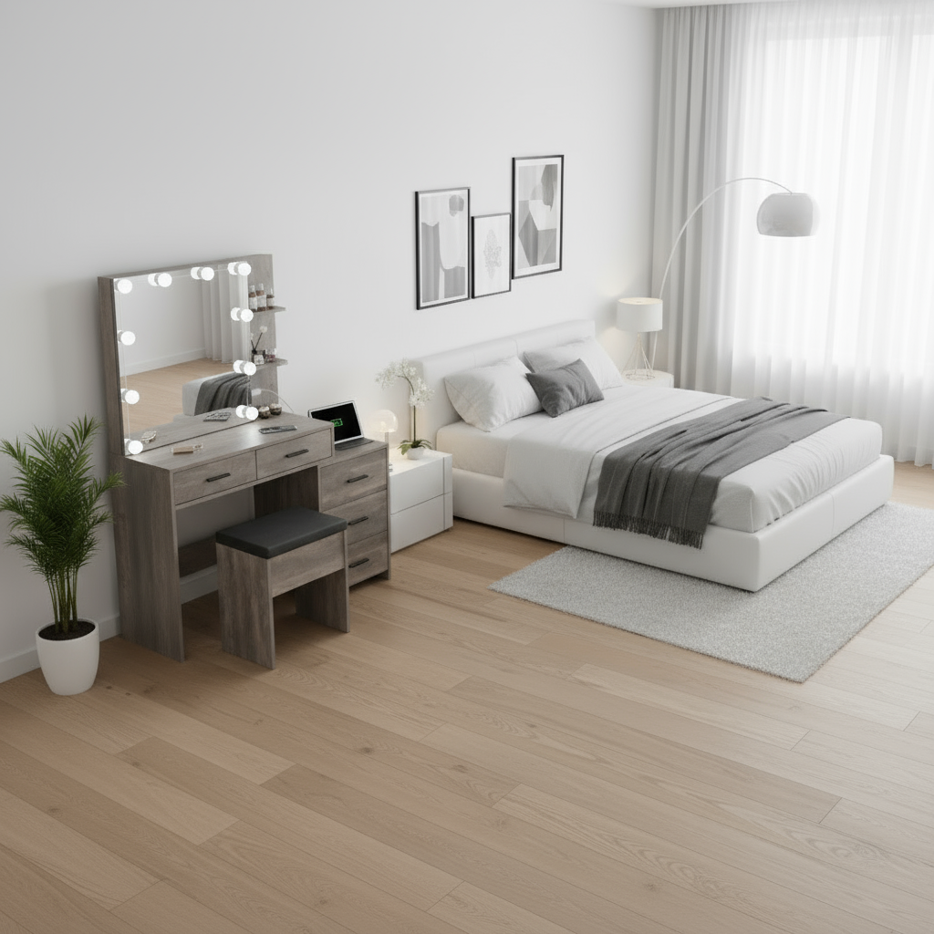 High angle overhead view with diagonal bed