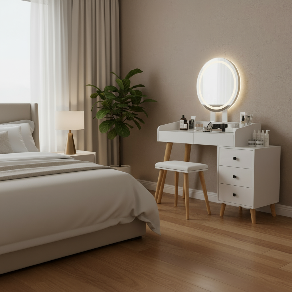 Luxury bedroom vanity perspective