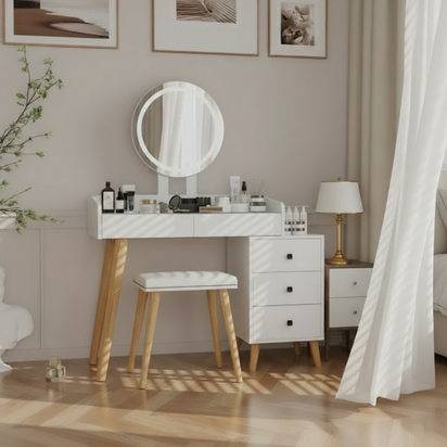 Luxury bedroom vanity three-quarter