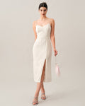 Dear Pearl Strap Wave Textured Midi Dress