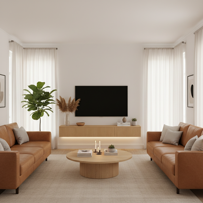 Natural Wood - Two Sofas