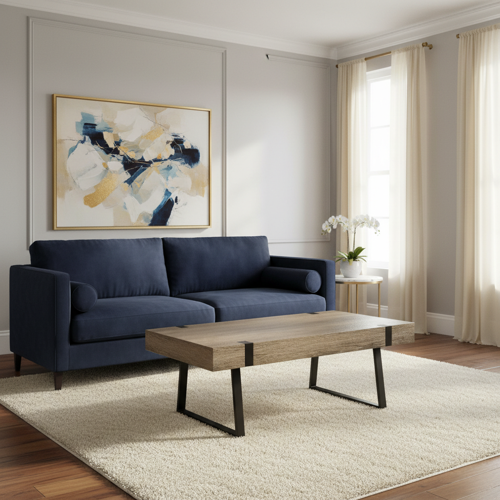 Navy Living Room - Centered Coffee Table