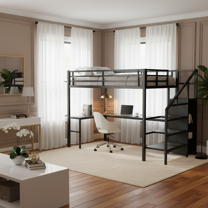 Near windows - side angle showing stairs