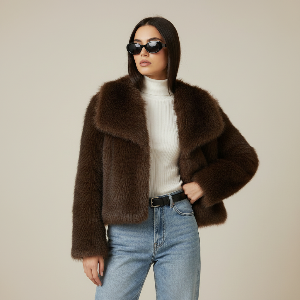 New fourth dark fur coat studio image