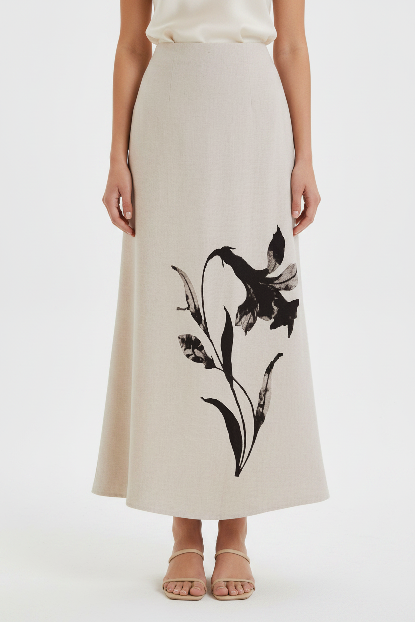 Oatmeal Ink-Wash Iris Skirt