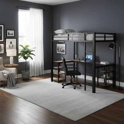 Only Loft Bed - Back Wall Angle