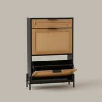 Open drawer on taupe background