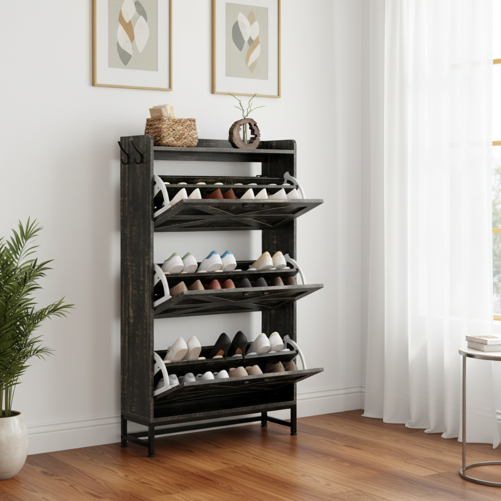 Open Shoe Cabinet - Center Placement