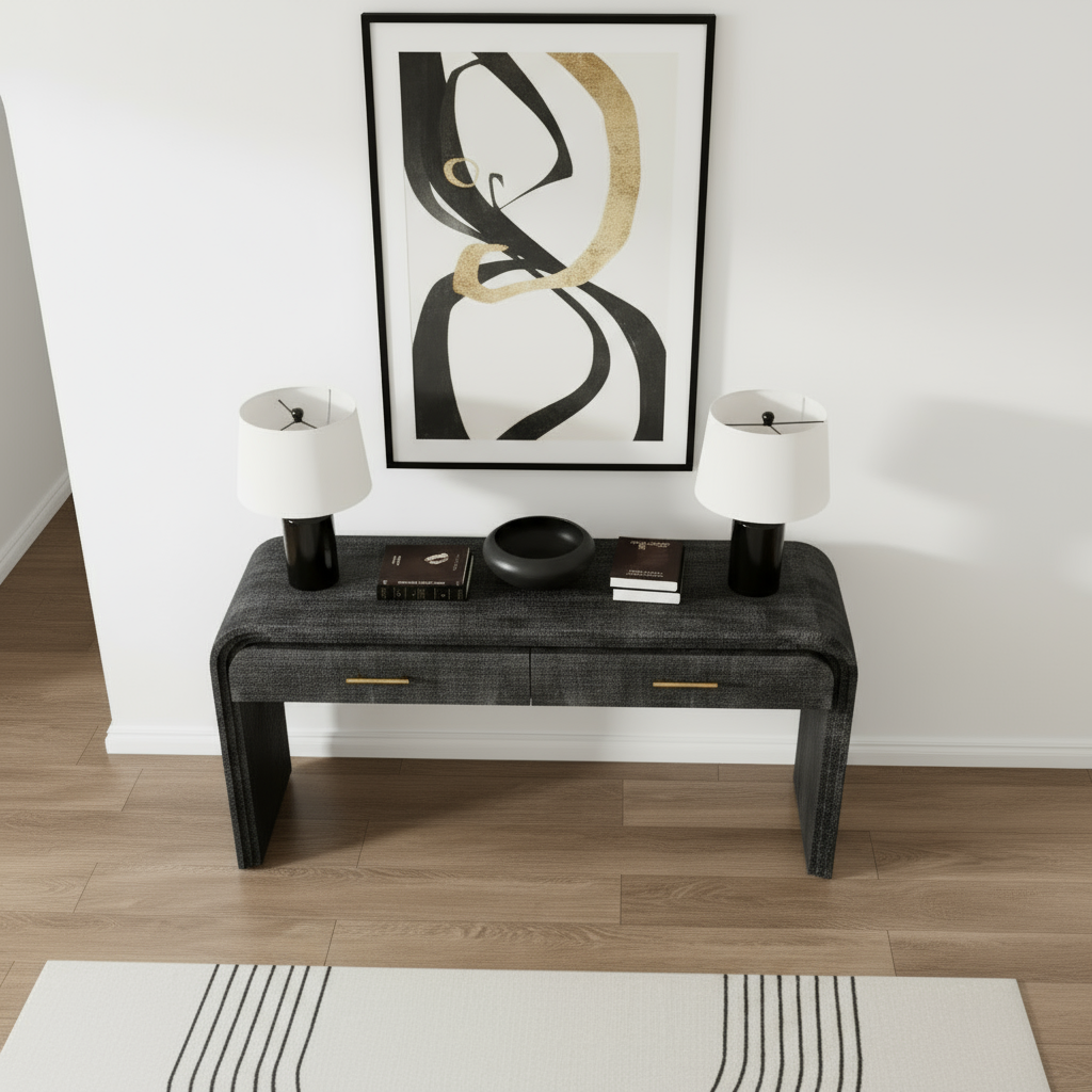 Overhead view looking straight down at table