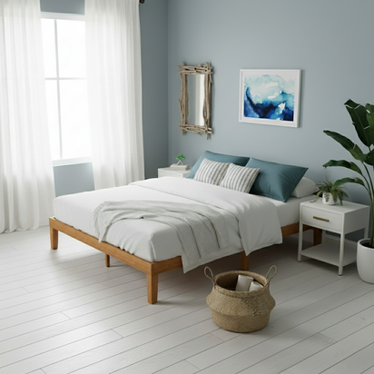 Queen coastal bed angled corner