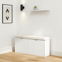 Ribbed shoe cabinet in minimalist entryway