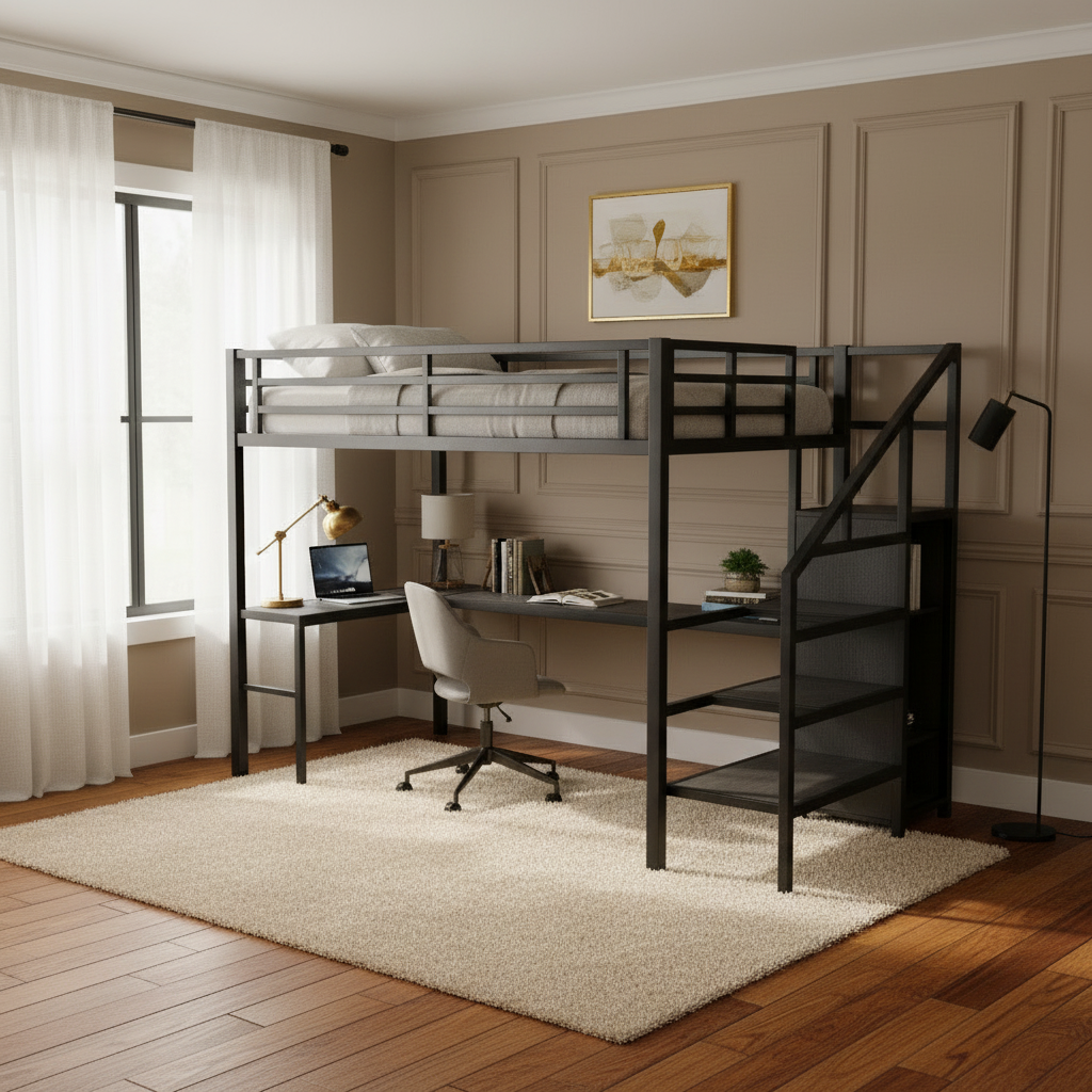 Right side view emphasizing stairs