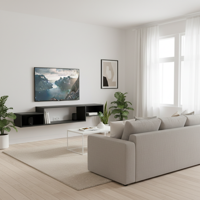 Scandinavian TV Stand - Left Angle