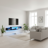 Scandinavian TV Stand with LED - Two Sofas Left Angle