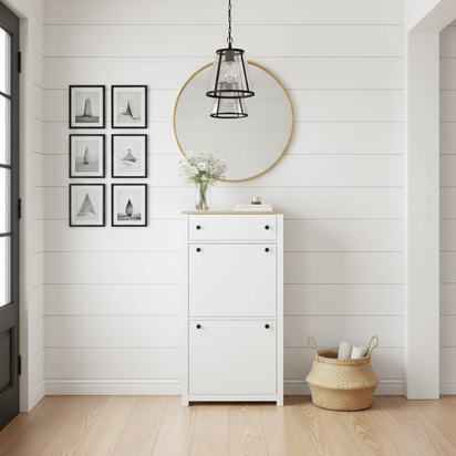 Shoe Cabinet in White Entryway