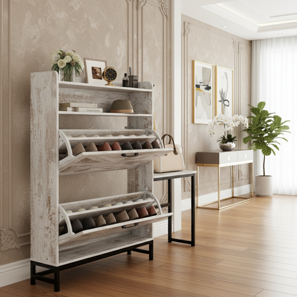 Shoe Cabinet Open with Shoes