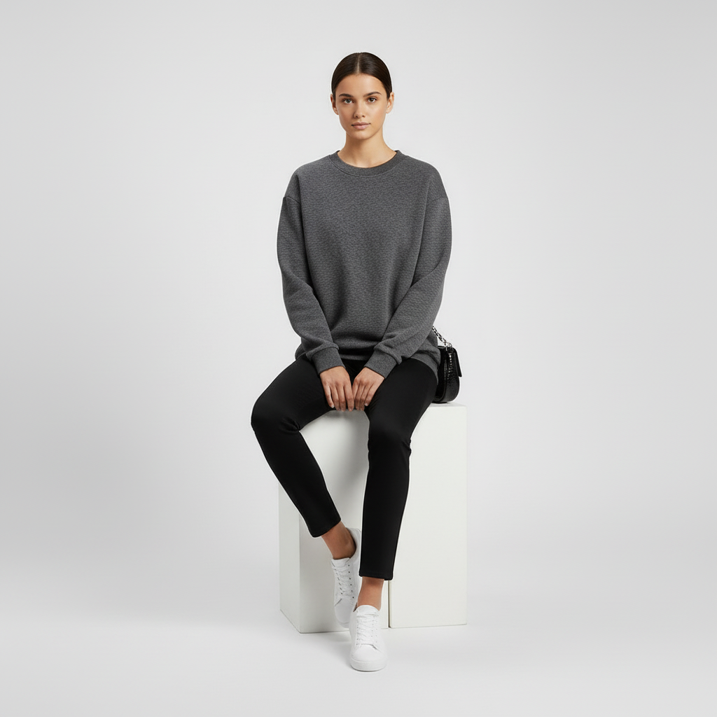 Square sweatshirt seated
