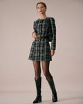 Midnight Plaid Crew Neck A-Line Mini Dress