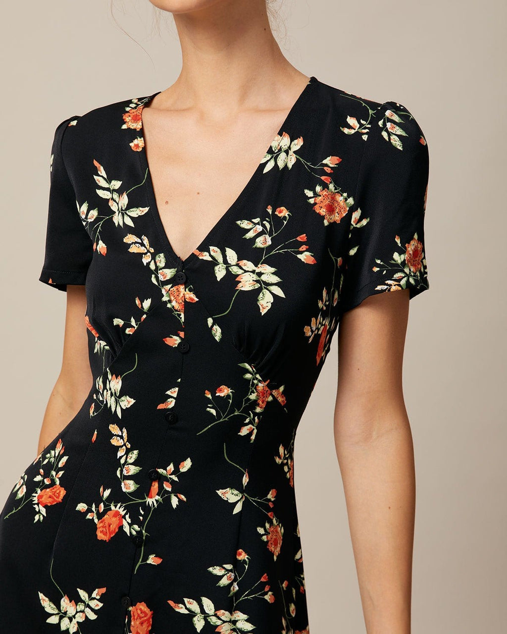 Vivienne Floral Button-Up V-Neck Mini Dress