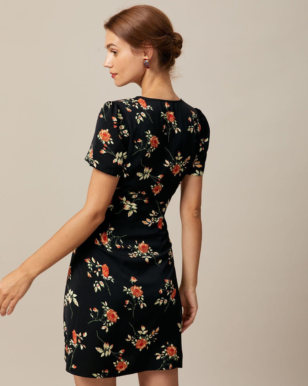 Vivienne Floral Button-Up V-Neck Mini Dress
