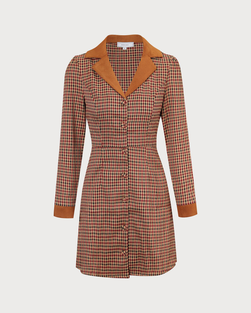 Autumn Plaid Spliced Suede Mini Dress