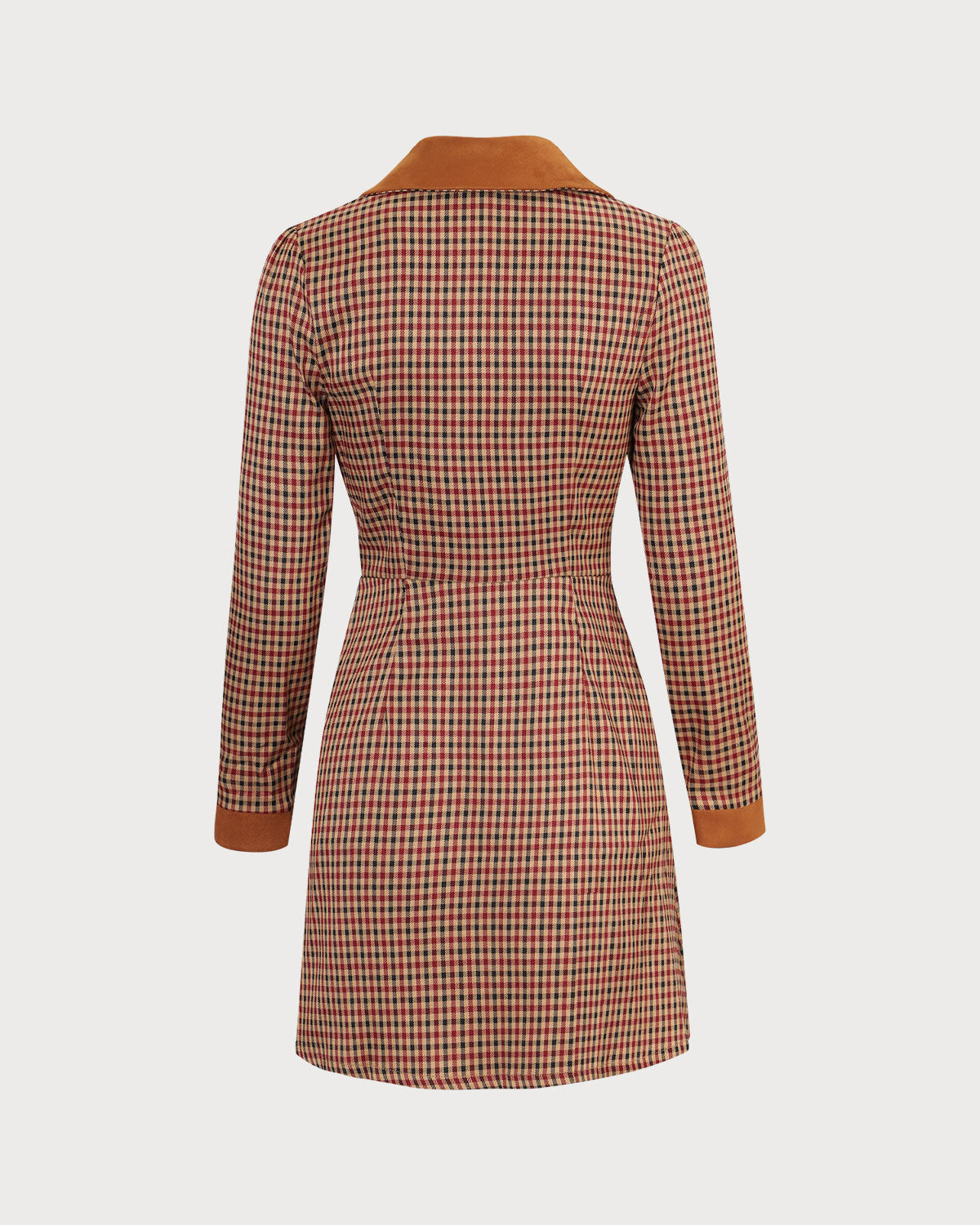 Autumn Plaid Spliced Suede Mini Dress