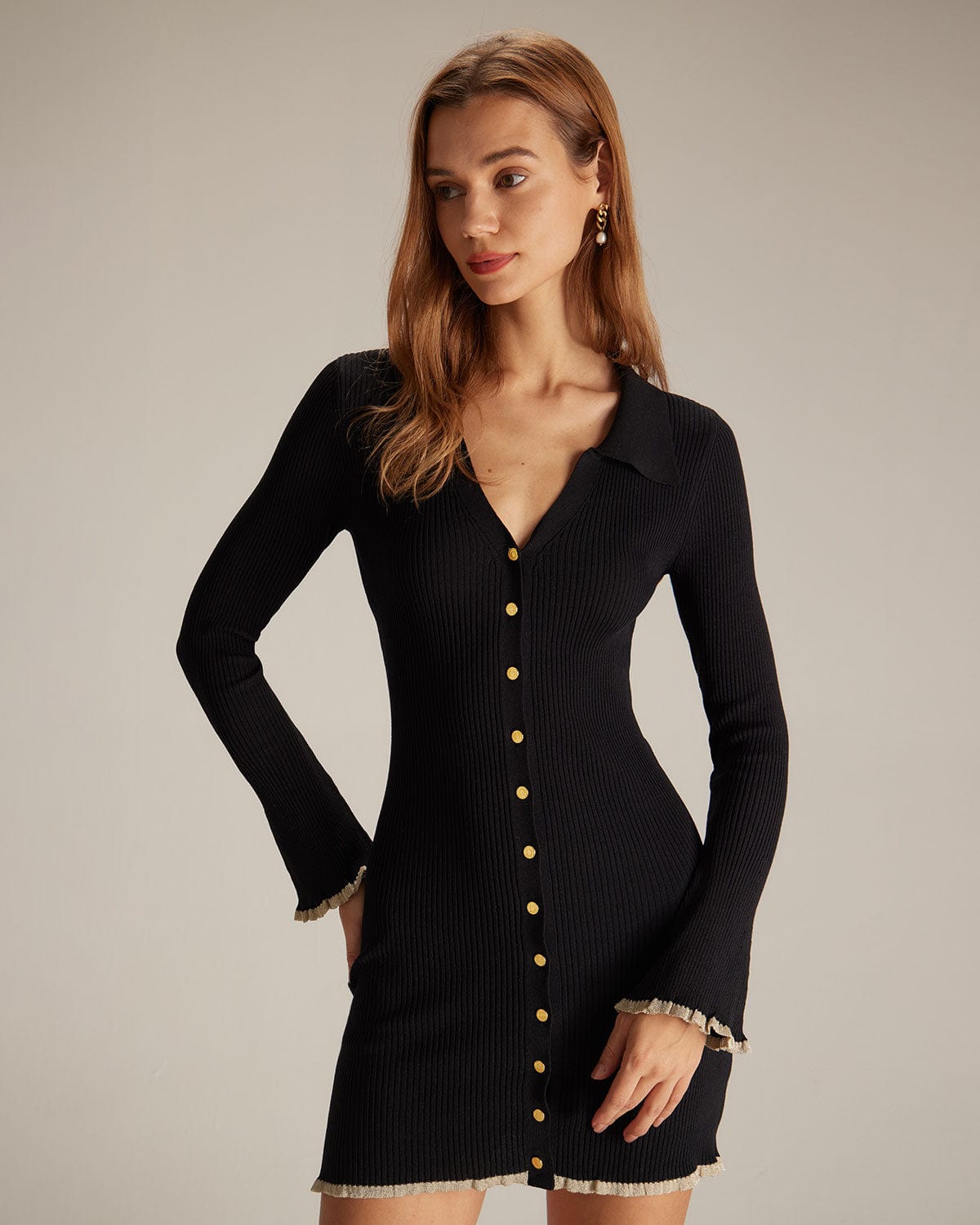 Raven V-Neck Contrast Trim Mini Dress