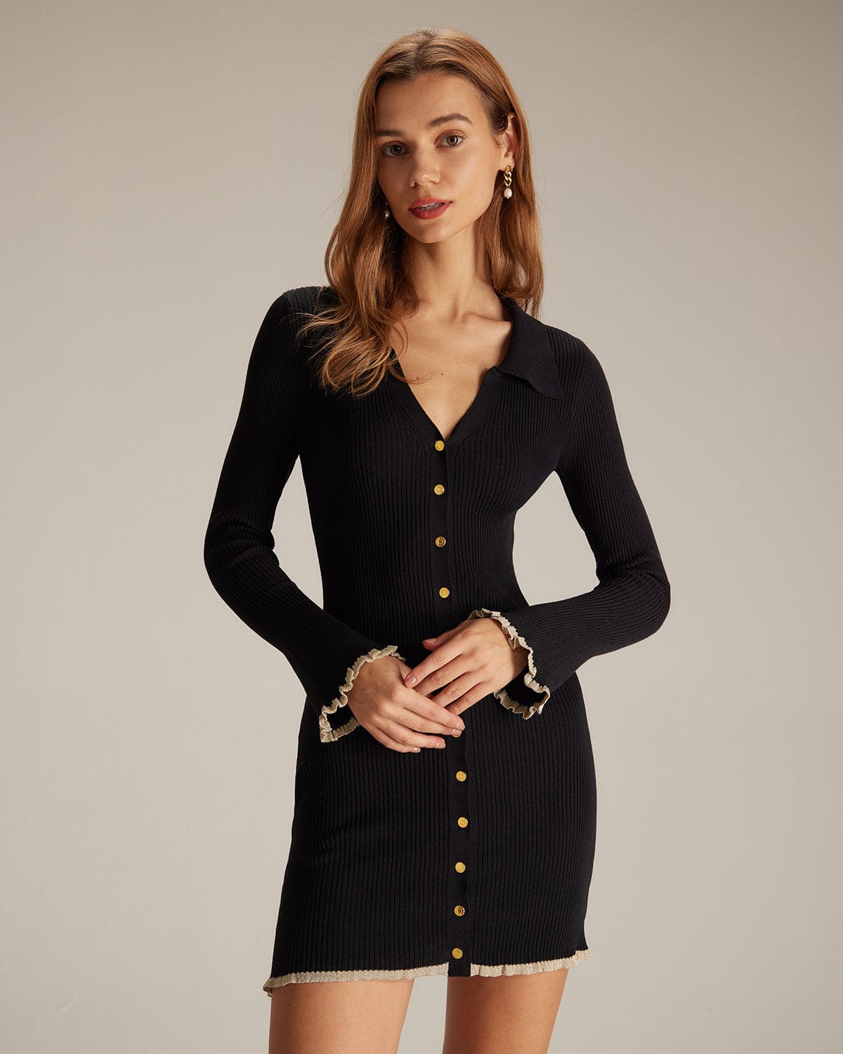 Raven V-Neck Contrast Trim Mini Dress