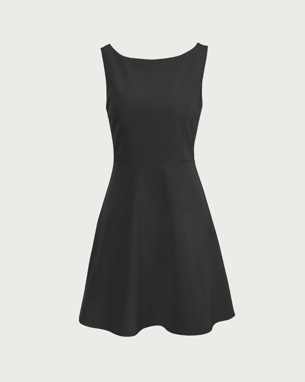 Noir Boat Neck High Waisted Mini Dress