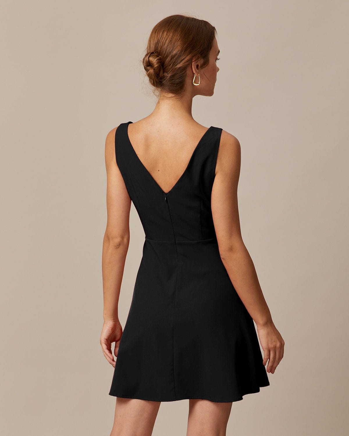 Noir Boat Neck High Waisted Mini Dress