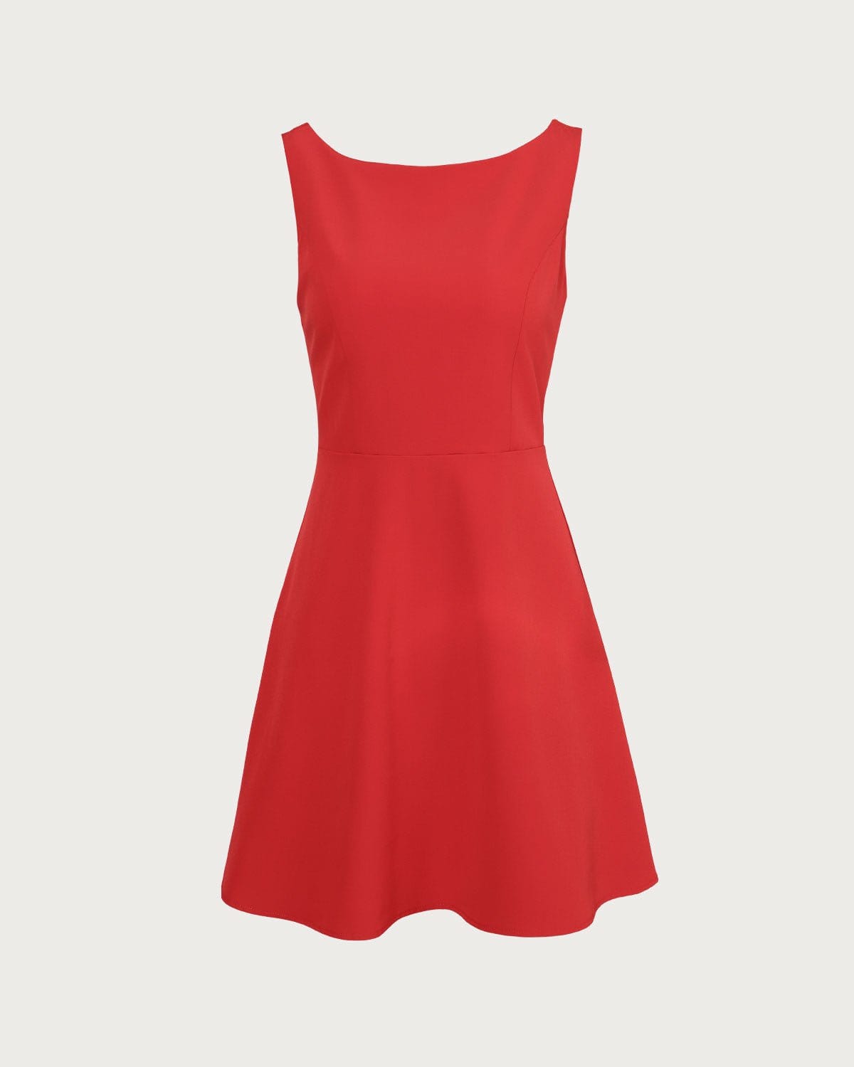 Scarlett Boat Neck High Waisted Mini Dress In Red