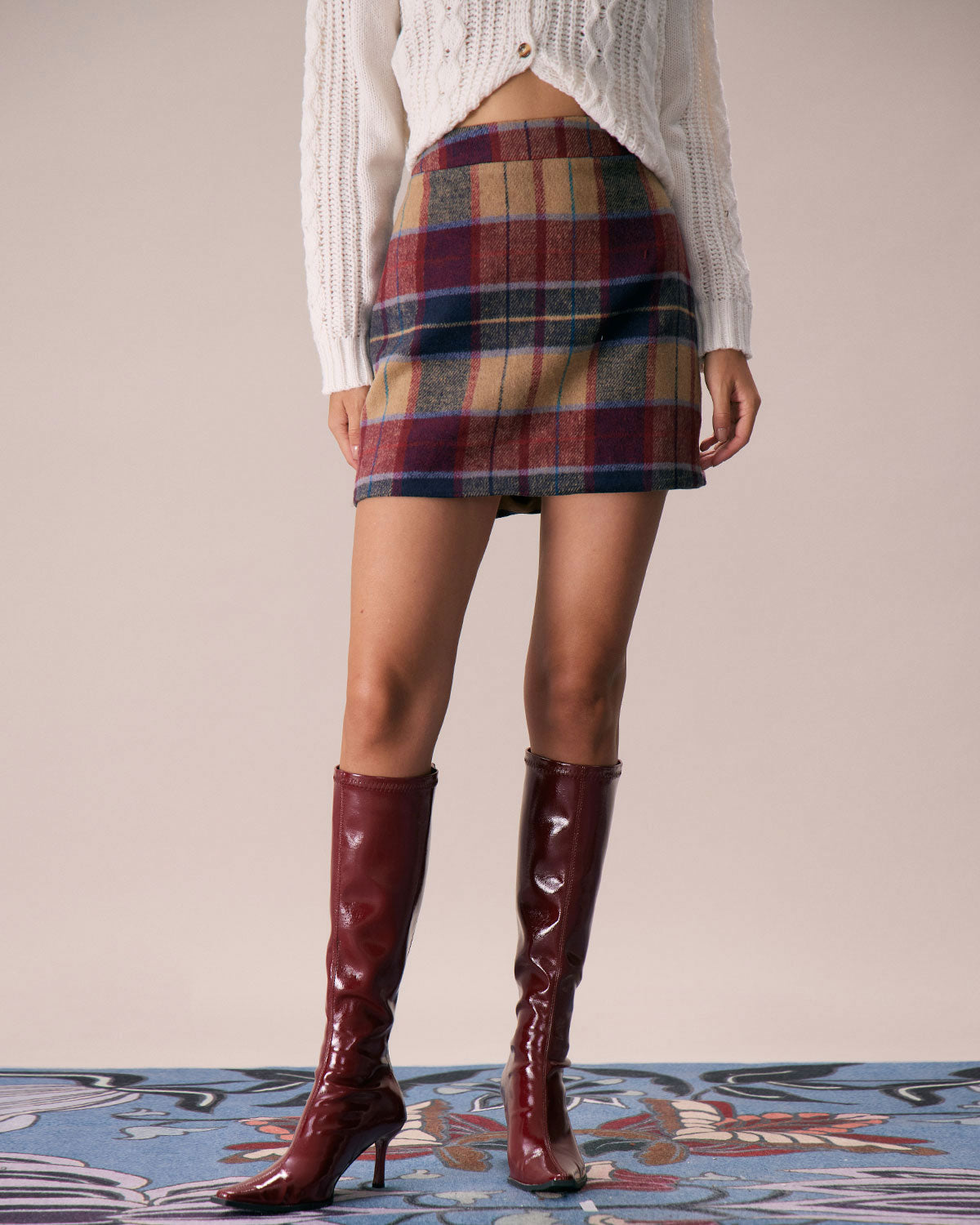 Timeless Crimson Plaid Zipper Mini Skirt