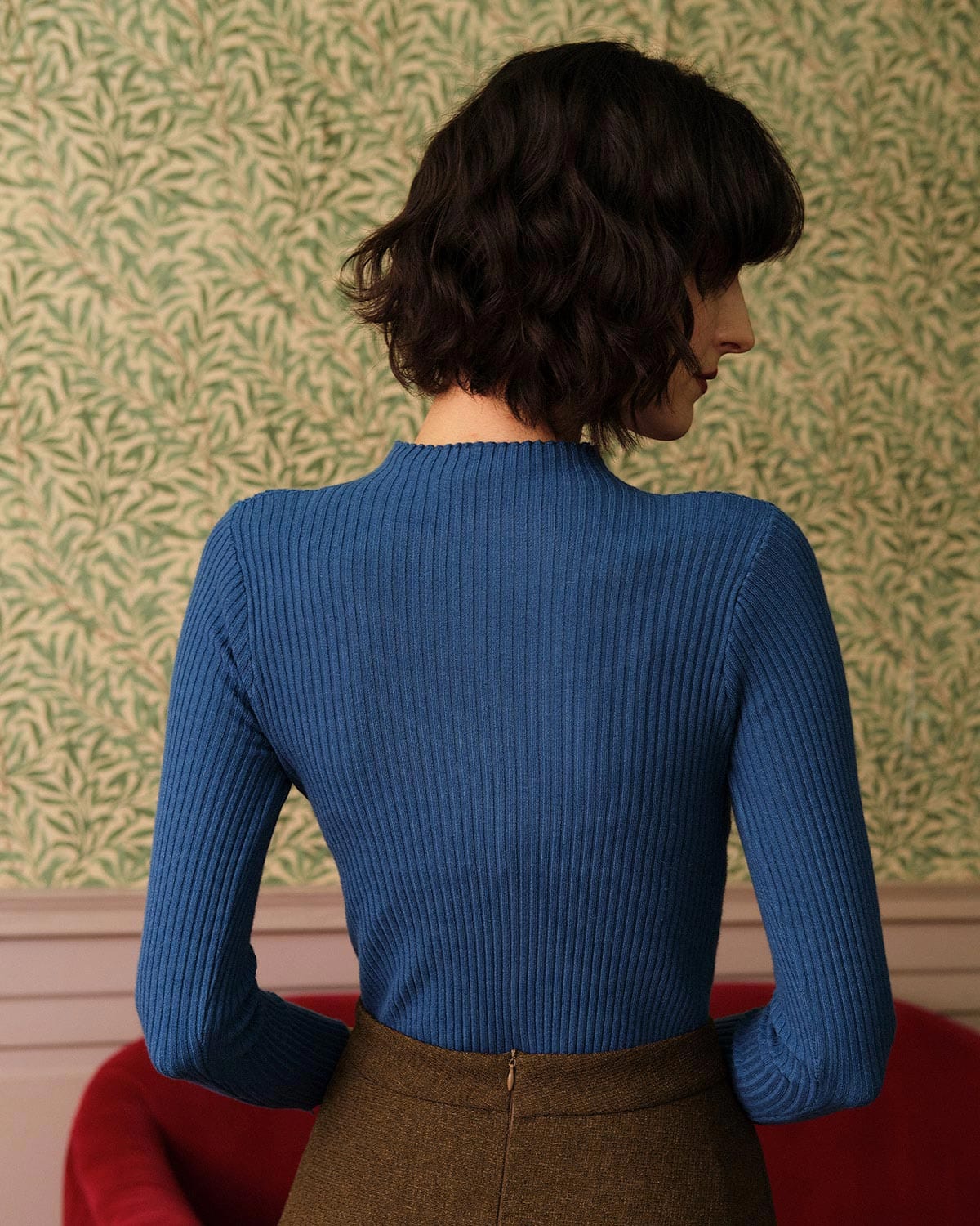 Girlpower Mock Neck Ribbed Knit Top