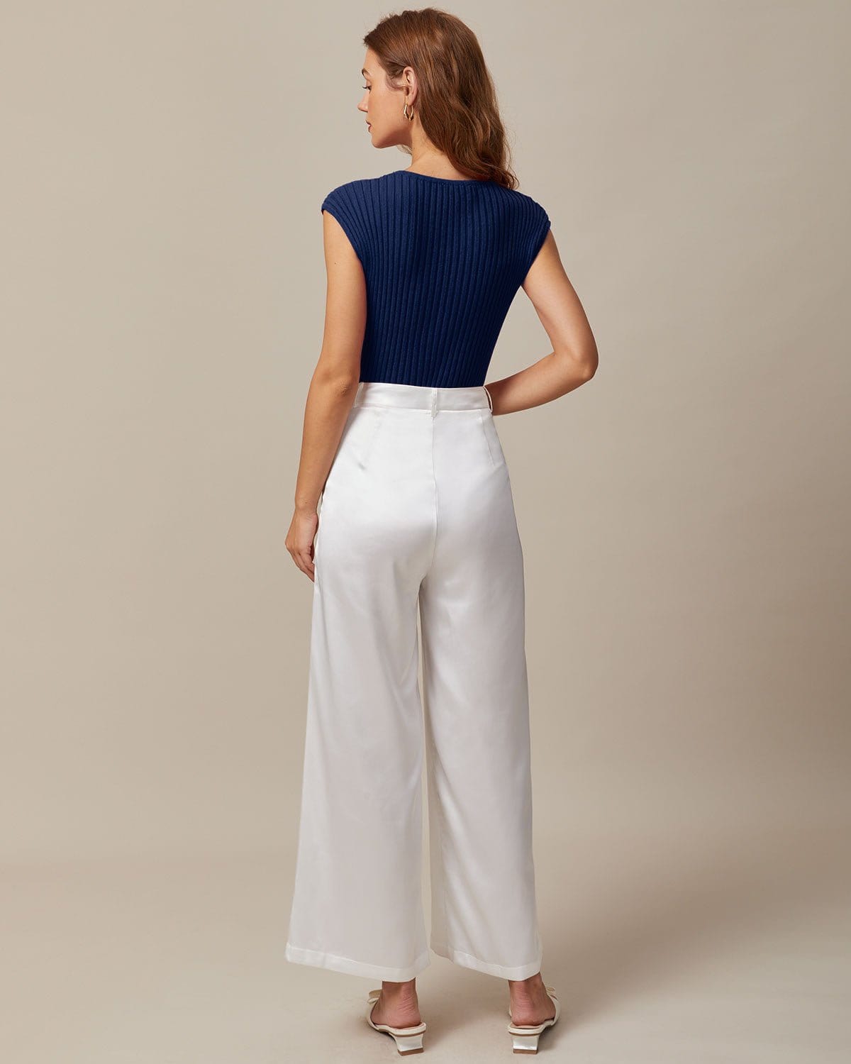 Azure Ribbed Boat Neck Cap Sleeve Tee