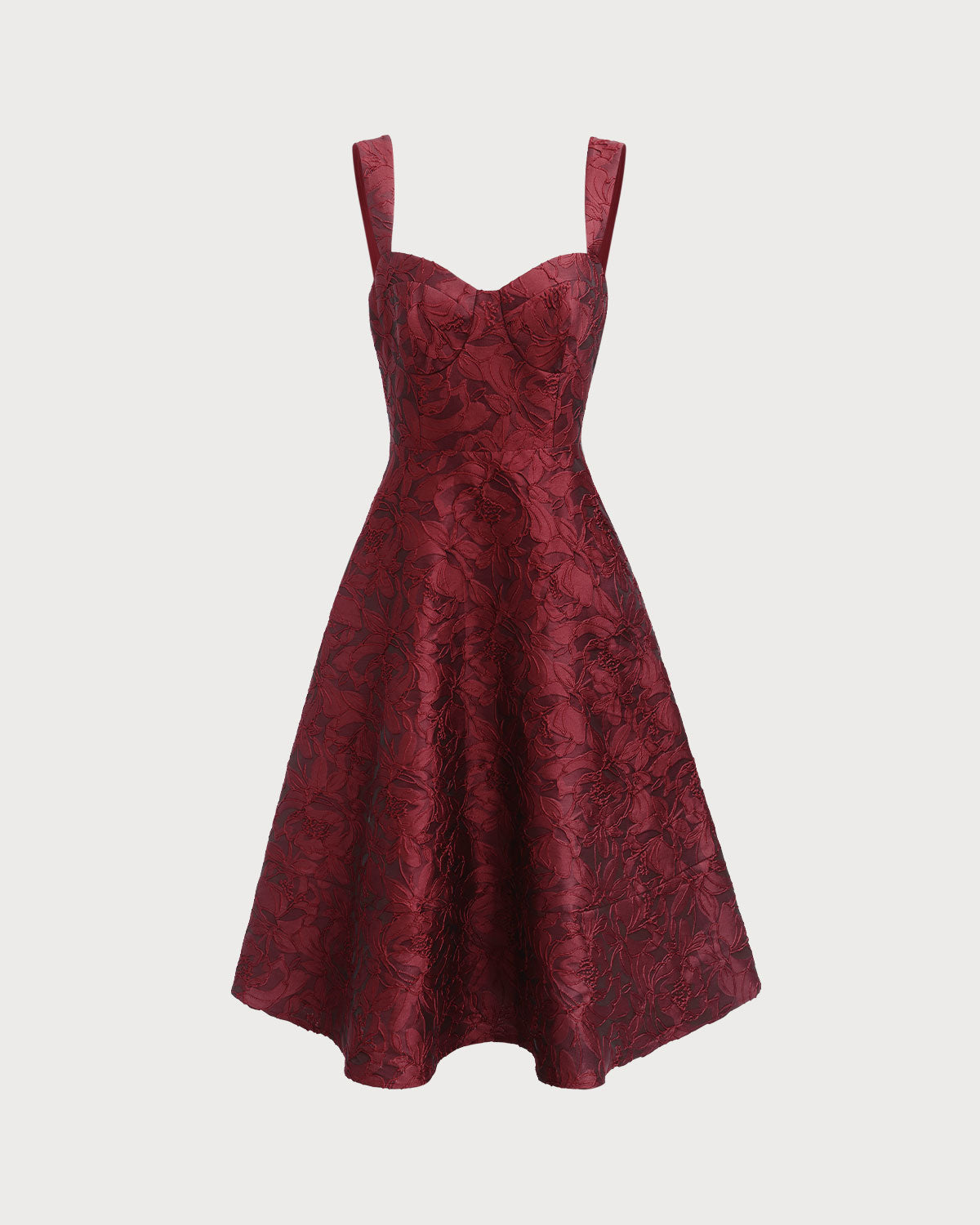 Scarlet Sweetheart Jacquard Midi Dress In Red