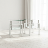 Two White Glass Side Tables - Product Shot