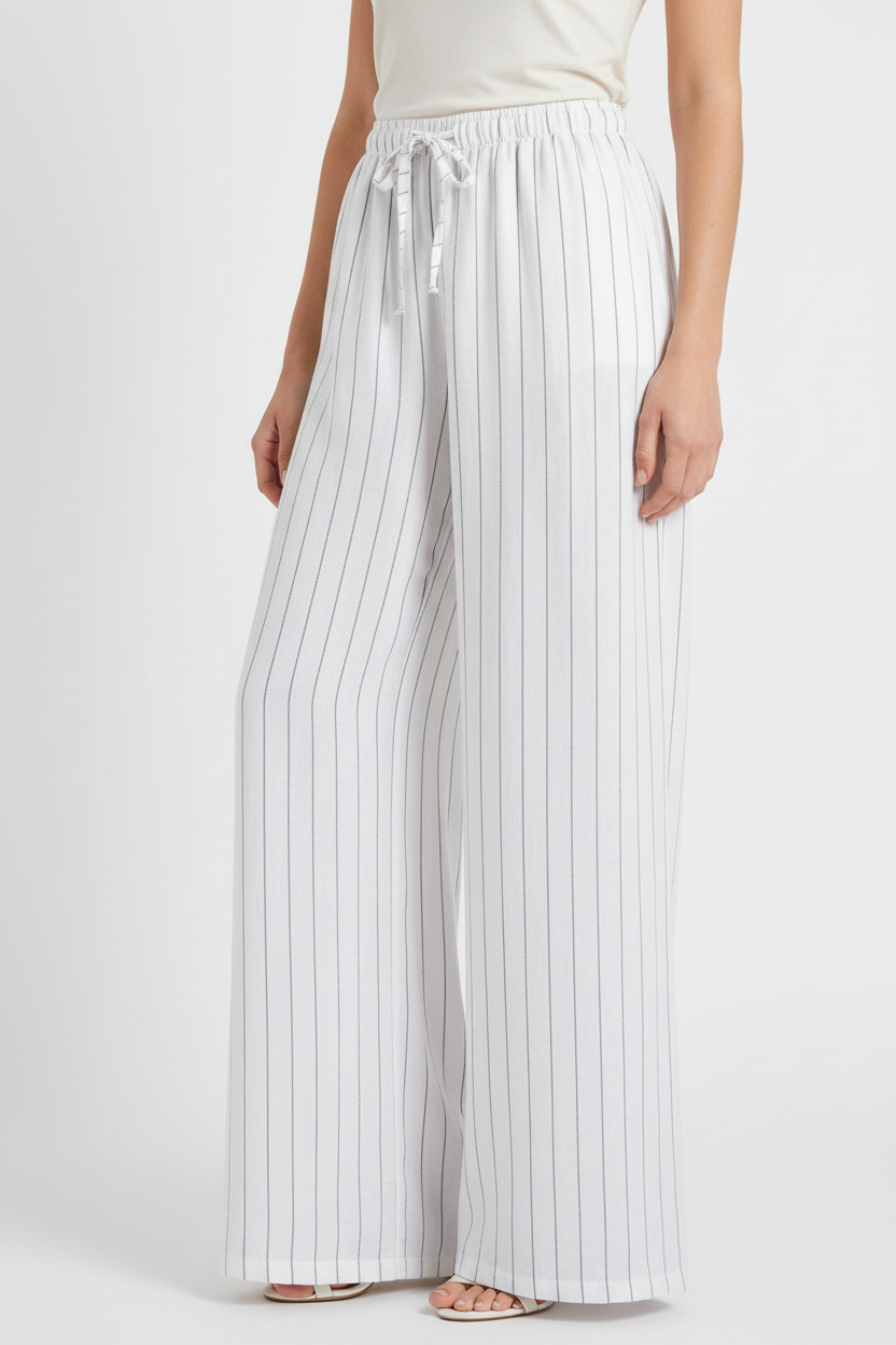 White Pinstripe Palazzo Pants